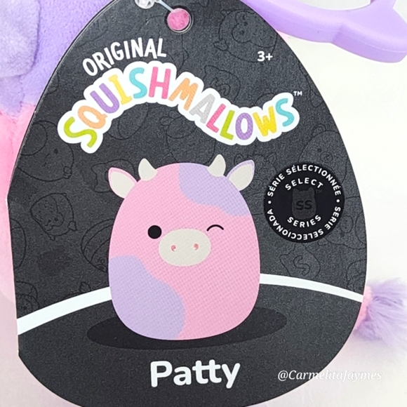 🖤 PATTY 🐮 Select Series Pink & Purple Cow Clip Black Tag Original Squishmallow - Picture 3 of 8
